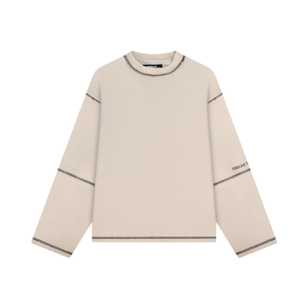 SEGMENT LONG SLEEVE TEE - BEIGE